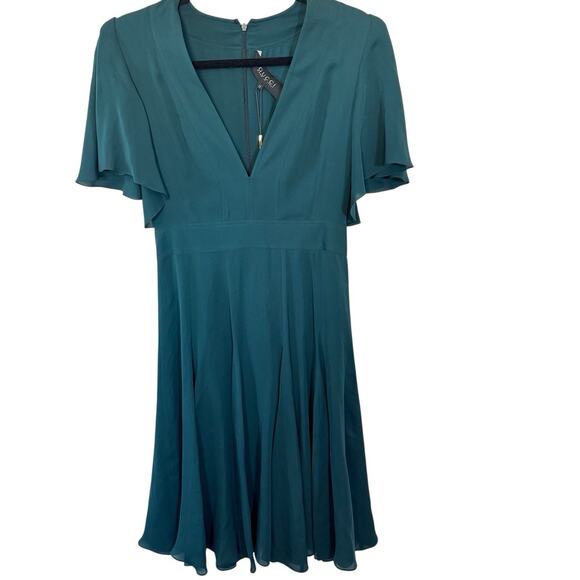 NEW Gucci Green 100% Silk A-Line Dress Short Sleeve Size 42 /6 Italy $2,735 - Picture 3 of 16